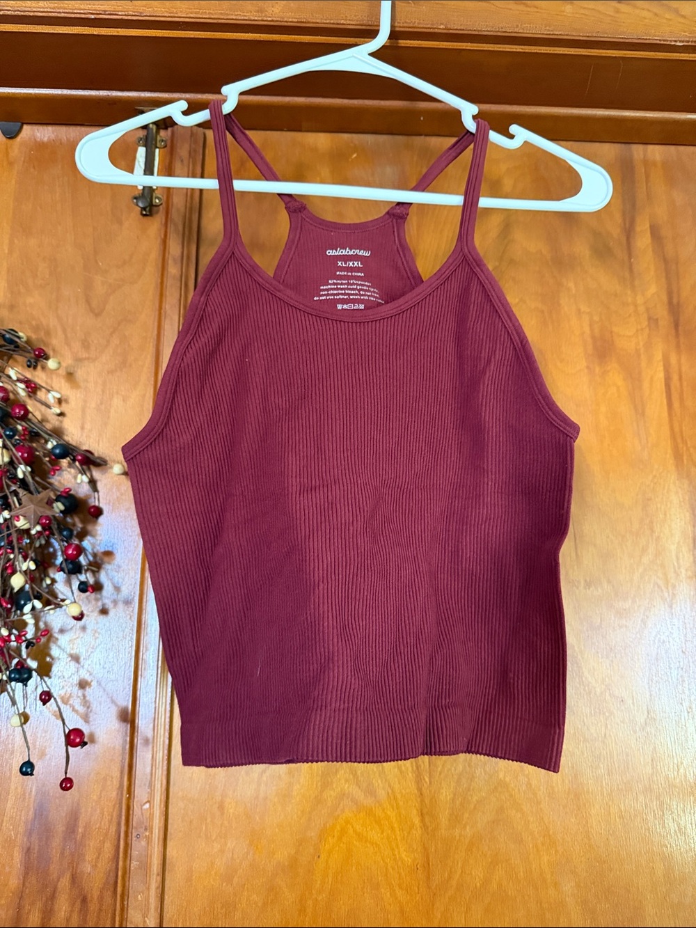 Ribbed Burgundy Strappy Cami - A New Day